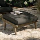 Modway Saratoga Outdoor Teak Ottoman - Flint Grey-Slatted Base for Support