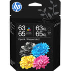 HP 63/65 XL B87FDAN Ink Cartridge Combo - Standard Yield - Black/Tri-Color - 2 Pack-Combo pack includes black XL and tri‑colour cartridges