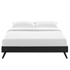 Modway Loryn Vinyl Queen Bed Frame with Round Splayed Legs - Black-Non-Marking Foot Glides