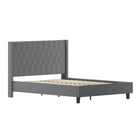 Flash Furniture Riverdale Queen Size Tufted Upholstered Platform Bed - Dark Grey Fabric-Panel Headboard