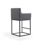 Manhattan Comfort Ambassador 20.5" Mid-Century Modern Faux Leather Upholstered Counter Stool - Grey and Black - 2 Pack-Delivered to you Fully Assembled! No Assembly Required