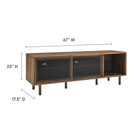 Modway Kurtis 67" TV and Vinyl Record Stand - Walnut-Metal Mesh Sliding Doors