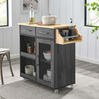 Modway Culinary Kitchen Cart With Spice Rack - Charcoal Natural-Particleboard and Paper Laminate