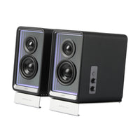 Edifier QR65 Multimedia Bluetooth Splendid Light Effect Speaker - Black-70W Class-D TI amplifier chips, 1.25" silk dome tweeters, 2.75" aluminum diaphragm mid-low drivers & advanced digital signal processing provide premium sound performance