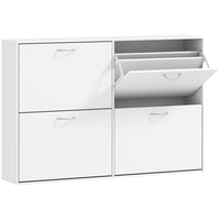 HOMCOM Flip Down Shoe Storage Cabinet with Wooden Rack for Entryway - White-Stylish and practical shoe cabinet