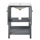 Modway Steam 24" Bathroom Vanity - Grey/White-8" Centerset Faucet Holes