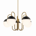 Modway Stellar 5-Light Chandelier - Opal/Satin Brass-Swooping Metal Arms