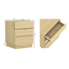 Manhattan Comfort Ardea 20" Contemporary 3-Drawer Nightstand - Natural Oak-Three Storage Drawers: Offers generous space to keep everyday essentials neatly organized