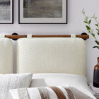 Modway Anela Wall-Mounted Chenille Upholstered Queen Headboard - Cream Walnut-Rubberwood Bar
