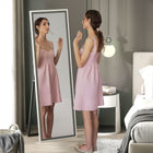 HOMCOM Full Length Mirror Standing Leaning Wall - 21" W x 64" H - Grey-Dual-colour MDF frame enhances room decor aesthetics 