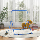 Qaba Kids Folding Expandable Horizontal Kip Gymnastics Bar - Blue-Prevents floor damage 
