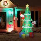 HOMCOM 7' Inflatable Christmas Tree with Santa Claus Decoration-Automatically inflate after power-on for easy setup 