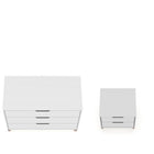 Manhattan Comfort Rockefeller Mid-Century Modern Dresser and Nightstand Set - White-Perfect for Storage or Display Items.