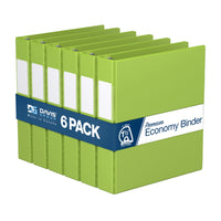 Davis Group Premium Economy Binder - D Ring - 1.5" - Lime Green - 6 Pack-3 Ring Binder