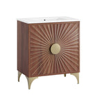 Modway Daylight 30" Bathroom Vanity - White/Walnut-Modern Bathroom Vanity Cabinet