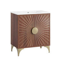 Modway Daylight 30" Bathroom Vanity - White/Walnut-Modern Bathroom Vanity Cabinet