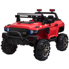 Aosom 12V 2-Seater Kids Ride-On Police Truck - Red-2 seat ride-on police truck with safety belts for 2 kids ages 3-6 years old 