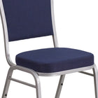 Flash Furniture HERCULES Series Crown Back Stacking Banquet Chairs in Navy Fabric with Silver Frame - 4 Pack-Seamless Back Panel