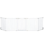 PawHut 30" H Foldable Indoor Dog Playpen with Door - White-Can be used as a freestanding gate or mounted on the wall with included accessories 