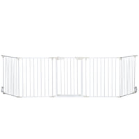 PawHut 30" H Foldable Indoor Dog Playpen with Door - White-Can be used as a freestanding gate or mounted on the wall with included accessories 