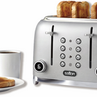 Salton NuRetro Digital 4 Slice Toaster - Metallic Silver-Anti-slip feet and built in cord wrap keep the toaster stable and your work surface uncluttered.