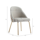 Manhattan Comfort Gracie 24.2" Modern Leatherette Upholstered Dining Chair - Stone and Gold - Set of 2-Upholstered in Luxurious Leatherette with Fine Stitching 