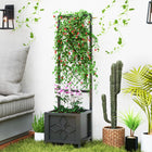Outsunny Wood Raised Planter Box - 47" L x 47" W x 20" H - Carbonized-Provides enough room to place or plant your plants 