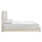 Modway Seluna Boucle Queen Platform Bed - Pearl-No Box Spring Required