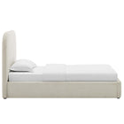 Modway Keynote Upholstered Fabric Curved Twin Platform Bed - Heathered Weave Ivory-LVL Legs