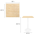 Modway Lippa 28" Square Wood Bar Table - White Natural-Wood Grain Veneer and MDF Tabletop