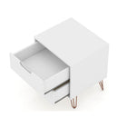 Manhattan Comfort Rockefeller 20.08" Mid-Century Modern 2-Drawer Nightstand - White-Fashionable Wire Splayed Legs Made of Metal for Extra Durability