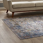 Modway Minu Distressed Floral Lattice Area Rug - 4 ft W x 6 ft L - Light Blue Yellow/Orange-Gripping Grooved Rubber Underside 