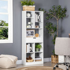 HOMCOM Tall Bookshelf with Drawer - White-Nine open compartments and a drawer provide multiple storage spaces