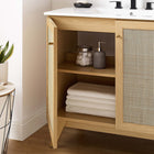 Modway Soma 36" Bathroom Vanity Cabinet - Oak-Rattan Weave Doors