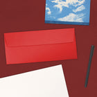JAM Paper #10 Business Envelopes, 4 1/8 x 9.5, Brite Hue Red Recycled, 1000 Pack (67161B)-Opening: booklet