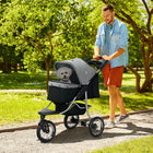 PawHut 3-Wheel Pet Stroller for Small and Medium Dogs - Grey-Equipped with 3 large rubber wheels for smooth and quiet movement, suitable for most road conditions 