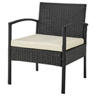 Manhattan Comfort Noli Modern Patio 4-Person Conversation 4-Piece Set with Coffee Table - Black/Cream-23.23" L x 41.73" W x 27.95" H