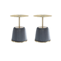 Manhattan Comfort Anderson 15.75" Modern Leatherette Upholstered End Table - Grey - Set of 2-Modern End Table - Set of 2 for Living Room Use