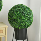 HOMCOM 15.7" Artificial Boxwood Topiary Balls - Green - 2 Pack-Artificial, ensuring year-round beauty without maintenance 
