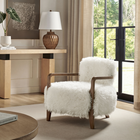 Modway Zinnia Faux Fur Accent Chair - White-Rubberwood Arms