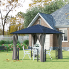Outsunny 10 ft W x 10 ft L Hardtop Gazebo - Patio Gazebo - Black-Powder-coated hardtop gazebo resists rust, corrosion and chipping for lasting use