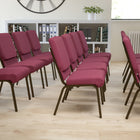Flash Furniture HERCULES Series 18.5"W Stacking Church Chair in Burgundy Patterned Fabric with Gold Vein Frame-CA117 Fire Retardant Foam