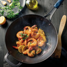 Tramontina Ember 12.5" Carbon Steel Open Wok with Natural Oil Finish - Removable Silicone Grip-Lifetime Warranty