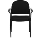Flash Furniture Comfort Black Fabric Stackable Steel Side Reception Chair with Arms-Guest Chair