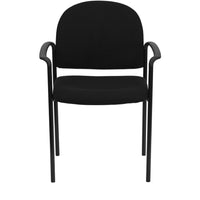 Flash Furniture Comfort Black Fabric Stackable Steel Side Reception Chair with Arms-Guest Chair
