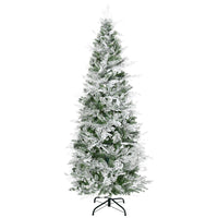 HOMCOM 6' Snow-Flocked Pencil Artificial Christmas Tree - Green-Christmas decoration shaped like a cypress tree 