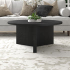 Hudson&Canal Anders 36"W Round Coffee Table - Black Grain-Product Dimensions: 36" L x 36" W x 17" H