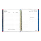 Blueline 2026 Midnight Floral Weekly/Monthly Planner with Twin-Wire Binding - 11" x 8-1/2" - Trilingual-Storage pocket 