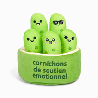 Relatable Emotional Support Pals - Pickles - French-Preserving Joy: Emotional Support Pickles are the squishy pickle plush versions of your favorite food. Enjoy spending time together, no matter whether you're out on the go or snuggled up at home
