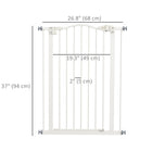 PawHut 29"-32" Pet Gate with Door Pressure Fit Dog Gate for Stairs - White-Door can be set to open both directions or locked to a side